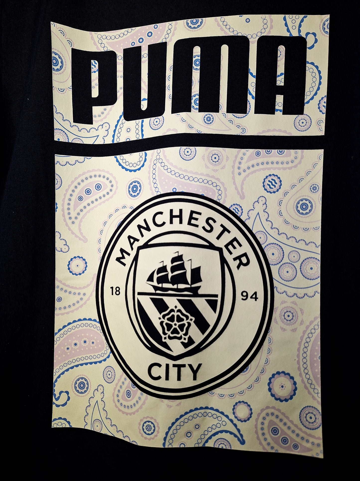 Tricou grafic fan Manchester City, bumbac, S