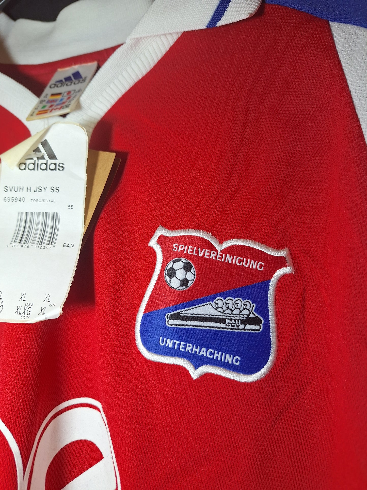 Tricou de fotbal SpVgg Unterhaching 2000-2001 acasă, nou cu etichetă, XL